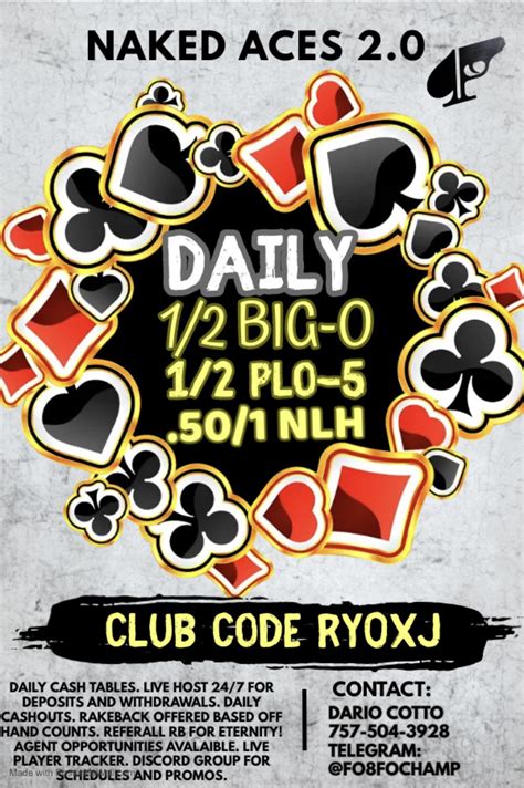 Naked Aces 2 0 Ry0xj Your DAILY PLO 5 BIG O ACTION HEADQUARTERS 757 504 3928 Or Fo8FoChamp