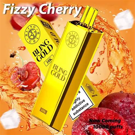 Bling Gold Puffs Disposable Vape Mg Fizzy Cherry King Of Pod Uk