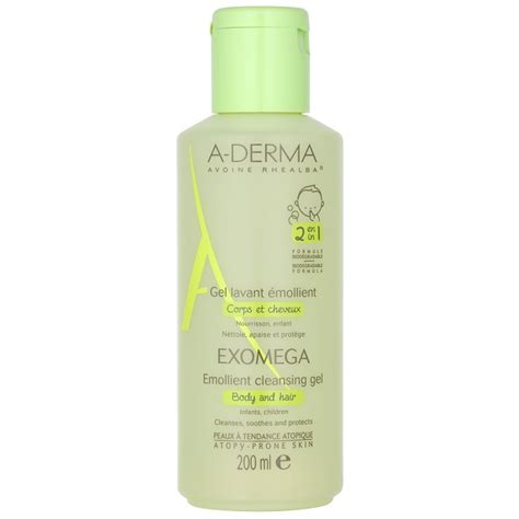 A Derma Exomega Gel Emoliente De Limpeza Para Corpo E Cabelo Para