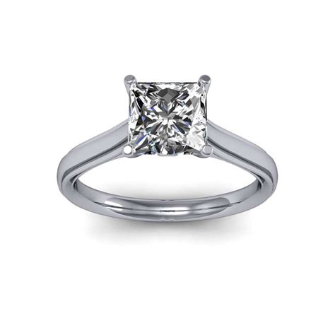 1ct Princess Cut Natural Diamond Solitaire Beveled Diamond Engagement