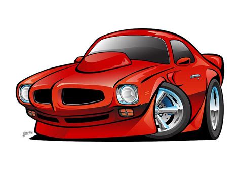 classic seventies american muscle car cartoon drawing  jeff hobrath