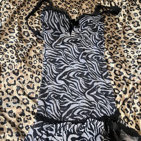 Black And White Zebra Print Lingerie Set Best Fits Depop