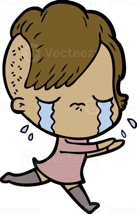 Cartoon Crying Girl Running Away 44989397 Png