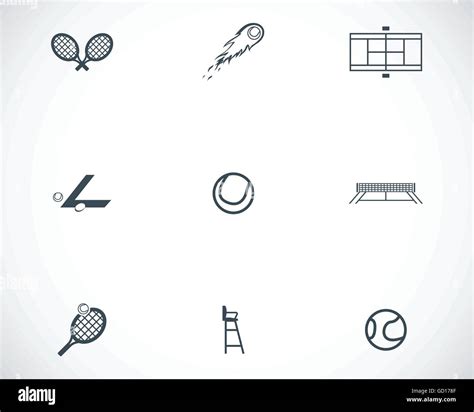 Vector Black Tennis Icons Set Stock Vector Image Art Alamy