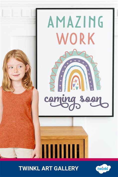 Amazing Work Coming Soon Muted Rainbow Themed Poster Muted Rainbow
