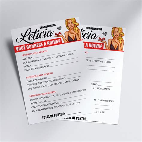 Chá de Lingerie Jogo Você conhece a Noiva Elo7