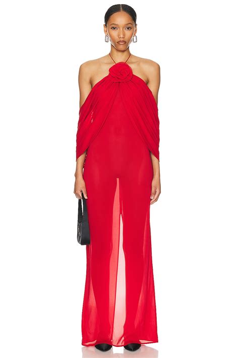 Magda Butrym Halter Neck Dress In Red Fwrd