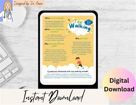 Toe Walking Educational Handout for Parents, Teachers, Schools