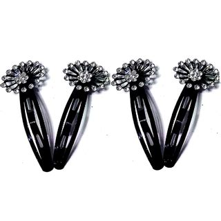 Buy Proplady Partywear Set Of 4 Pieces Stylish Rhinestone Black Metal