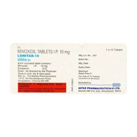 Minoxidil Mg Lonitab Tablet For Clinical Grade Standard