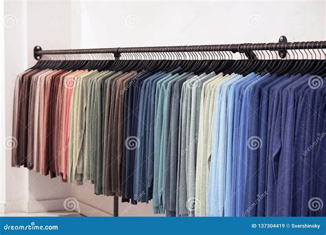 Colorful T Shirts On Hangers Stock Image Image Of Market Range