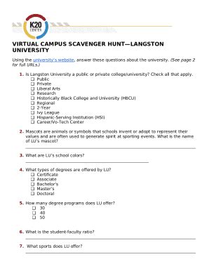 Module Six Lesson Two College Scavenger Hunt Doc Template Pdffiller