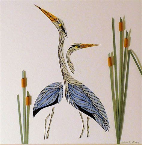 Quilled Double Heron wall art handmade - Quilling by Sandra White's ...