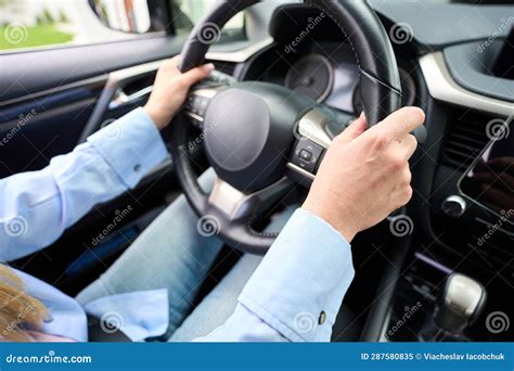 Blonde Woman Sits Behind The Wheel Of A Modern Car Stock Image Image Of Adult Successful