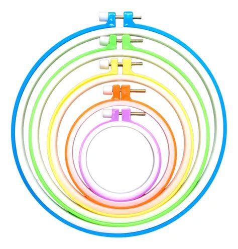 Kit Bastidor Plástico Com Tarracha Para Bordado 5 Tamanhos Parcelamento Sem Juros