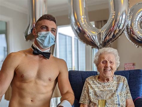 Flirty Great Grandmother Is Served Glass Of Bubbly On Her Th Birthday By Naked Butler National