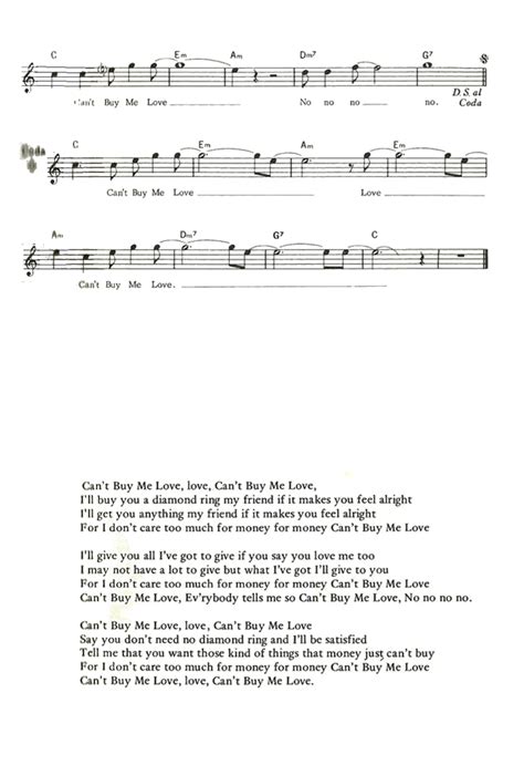 The Beatles Cant Buy Me Love Sheet Music Easy Sheet Music