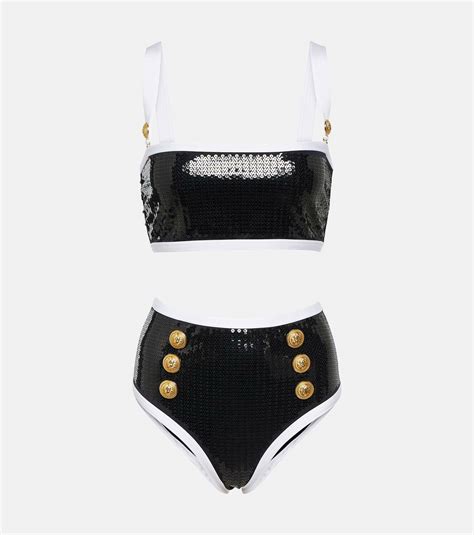 Balmain Sequined High Rise Bikini Balmain
