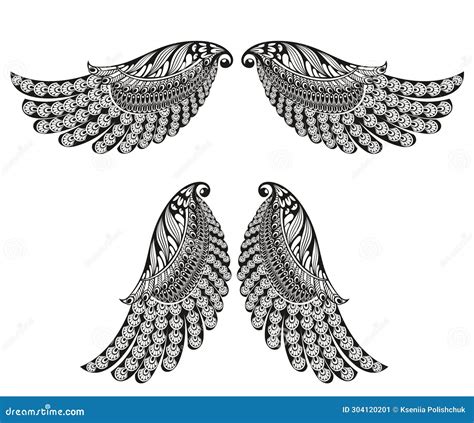 Decorative Angel Wings Sketch. Vector Illustration Stock Illustration ...