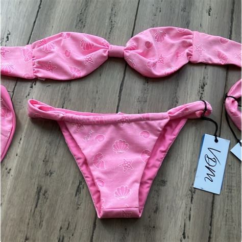 Free People Swim Vdm The Label Free People Pink Shell Liv Mermaid Bikini Set S Poshmark