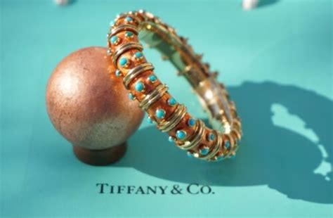 Tiffany And Co Schlumberger 18k Gold Turquoise Orange Enamel Croisillon