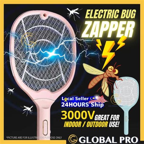 3000V Electric Mosquito Swatter Rechargeable Mosquito Racket Insect ...