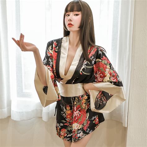 READY STOCK Floral Japan Costume Kimono Robe Sleepwear Sexy Lingerie MS Shopee Malaysia