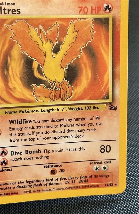 Moltres St Edition Holo Rare Pokemon Fossil Set Mp Ebay