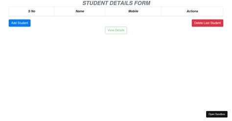 Adding Dynamic Input Fields In Student Details Form React Js Codesandbox