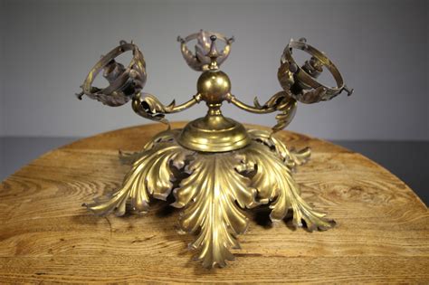 19th Century Antique Brass Ceiling Rose And Light Fitting Miles
