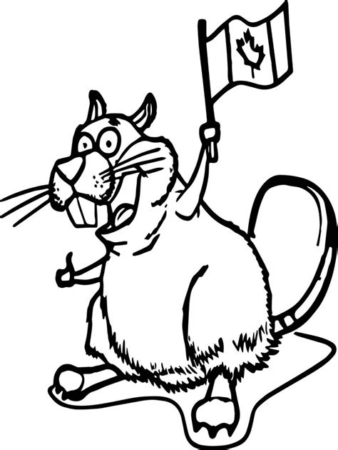 Canada Happy Squirrel Coloring Page