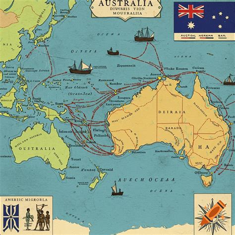 map  migration routes  australia  craiyon