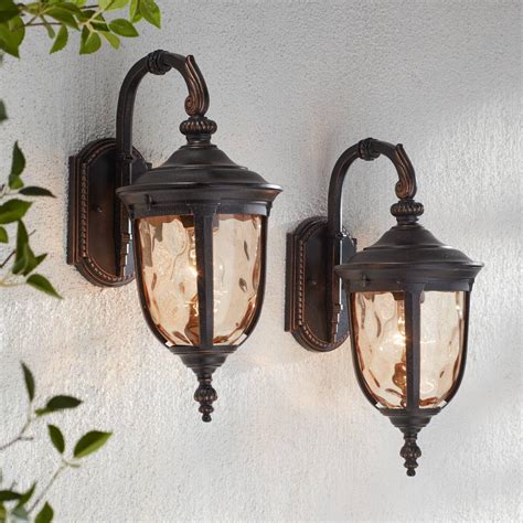 John Timberland Bellagio Rustic Downbridge Outdoor Wall Light Fixtures Set Of 2 Veranda Bronze