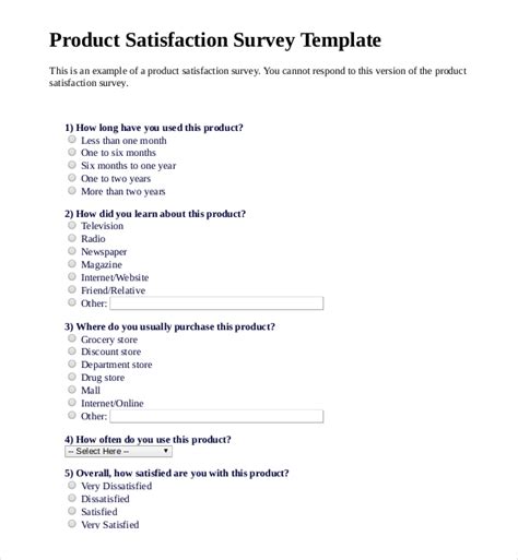 Product Survey Template 13 Free Word Pdf Documents Download