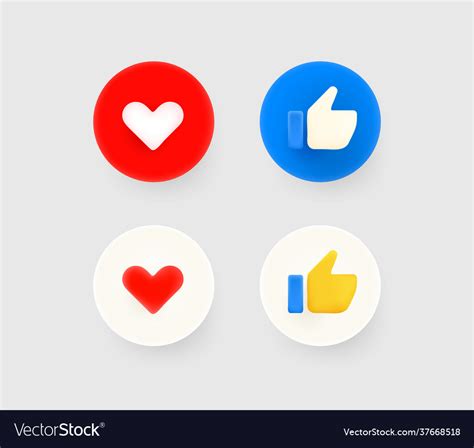 Thumb Up And Heart Social Media Reaction D Vector Image