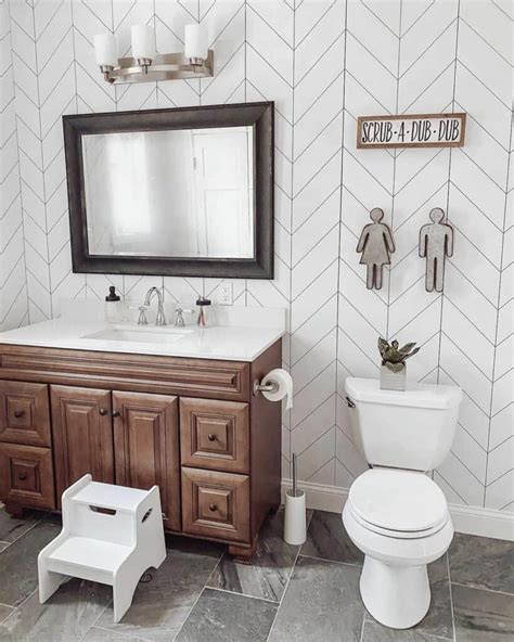 Bathroom With White Chevron Pattern Wall Soul Lane