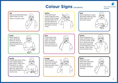 Colour Signs Sign Guide Southern Signs Key Word Sign Australia