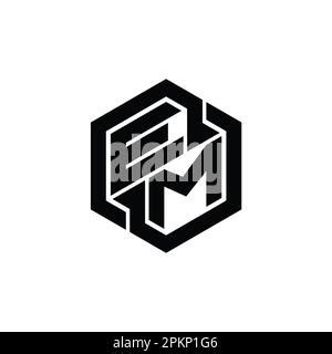 EM Logo Monogram Gaming With Hexagon Geometric Shape Design Template