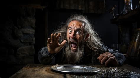 Premium Photo | Man Shouting in a Dark Room with Empty Plate