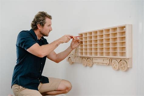 Wood Toy Car Storage Organizers Matchbox Hot Wheels Car Compatible Truck And Trailer Sold