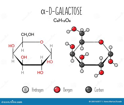 Alpha Galactose Skeletal and Flat Representation. Stock Vector ...