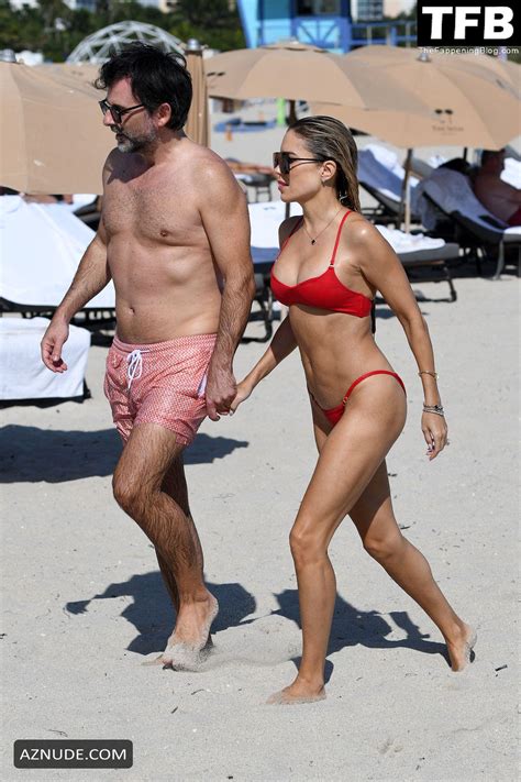 Sylvie Meis Sexy Wears A Hot Red Bikini At The Beach With Her Husband Niclas Castello In Miami