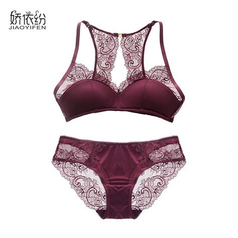 New Fashion Europe Victoria Sexy Cotton Lingerie Lace Sexy Back Design Bra Set Women Gather