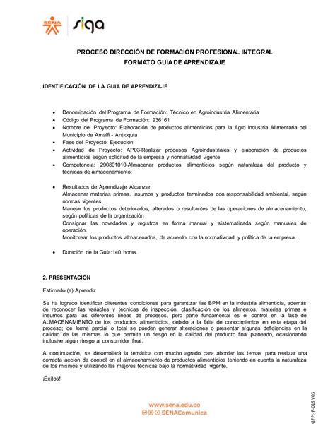 Gfpi F 019 Guia De Aprendizaje Almacenamiemto De Materias Primas 2 PDF