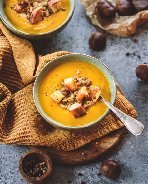 Soupe de châtaignes et butternut croûtons à l ail Ma Jolie Food