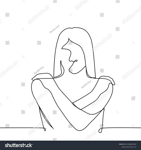 Naked Woman Covered Her Chest Her Stock Vector Royalty Free Shutterstock
