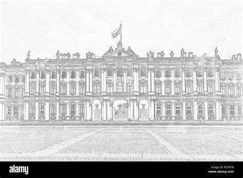 Winter Palace And Hermitage St Petersburg Russia As A Sketch Or