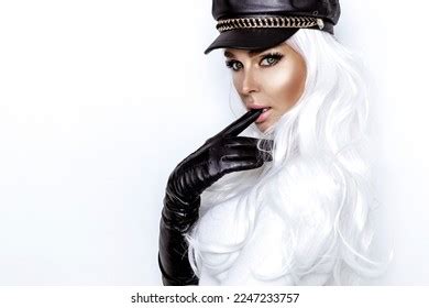 Sexy Blonde Woman Wearing Black Leather Stock Photo 2246463879 Shutterstock