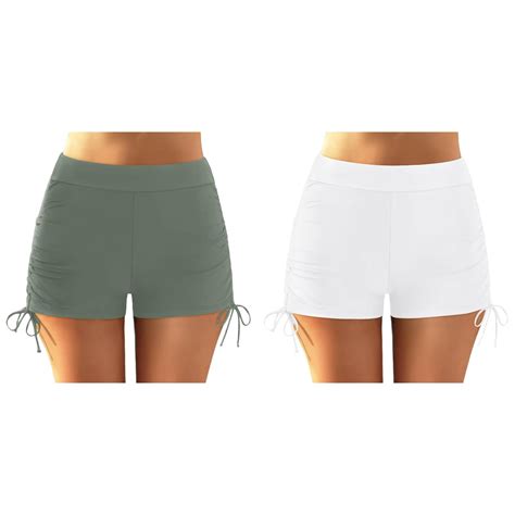 Pack Kcodviy Women Plus Size High Bathing Shorts Waist Bikini Bottoms Swim Briefs Beach