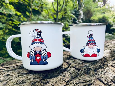 Personalised Christmas Gnome Gonk Enamel Mug Perfect For Hot Etsy